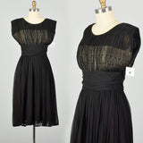 Medium 1950s Little Black Dress Evening Cocktail Illusion Bust