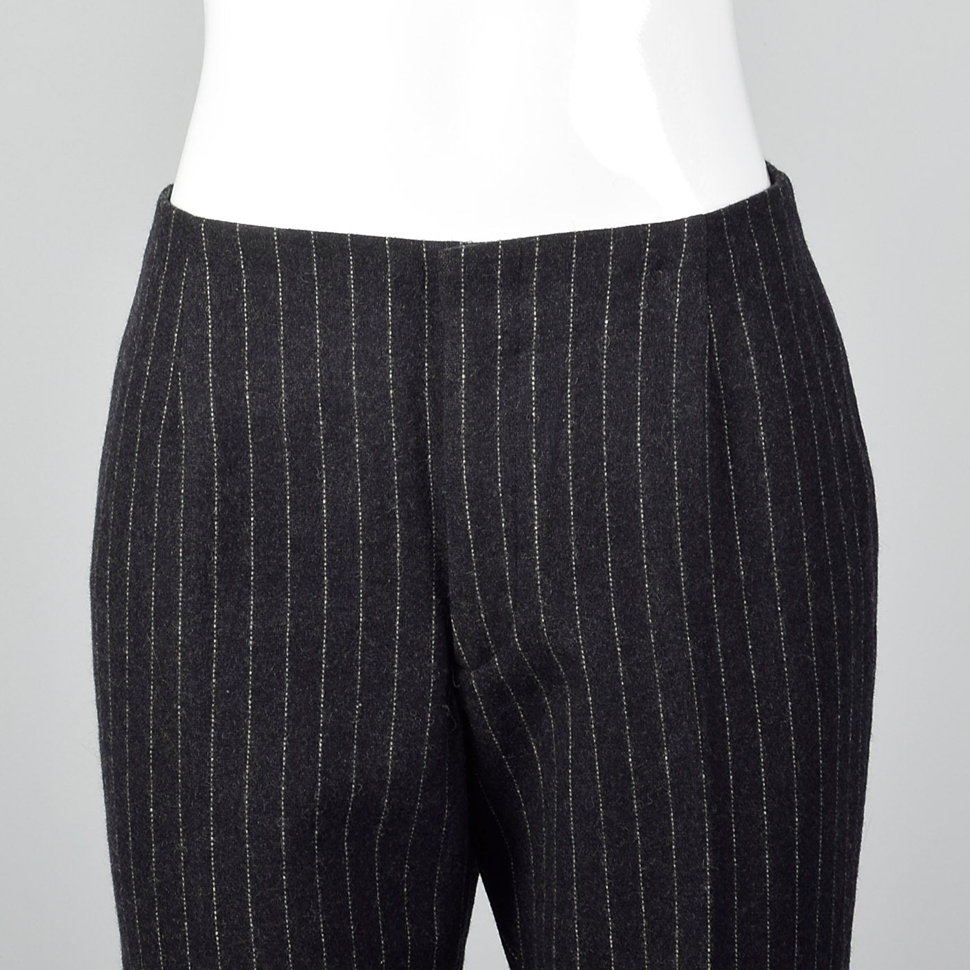 1960s Gray Wool Cigarette Pants with White Pinstripe
