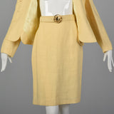 1990s Moschino Cheap & Chic Yellow Linen Skirt Suit