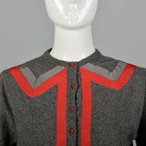 1950s Gray Cashmere Sweater with Red Trim