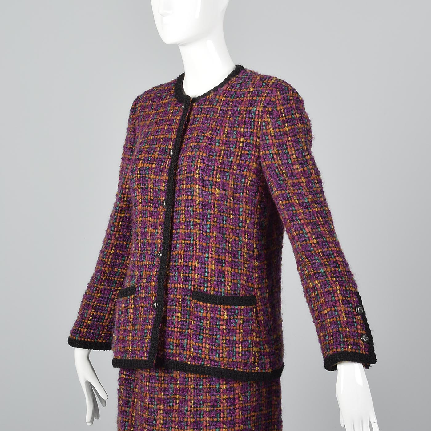 Classic Chanel Pink Tweed Skirt Suit