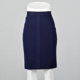 1980s Chanel Navy Blue Knit Pencil Skirt