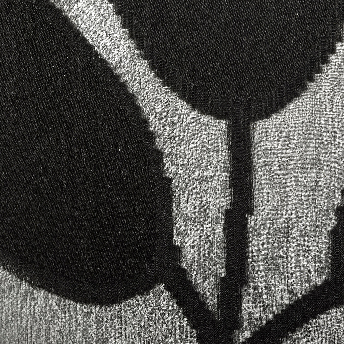 1930s Sheer Black Silk Dress with Abstract Leaf Design