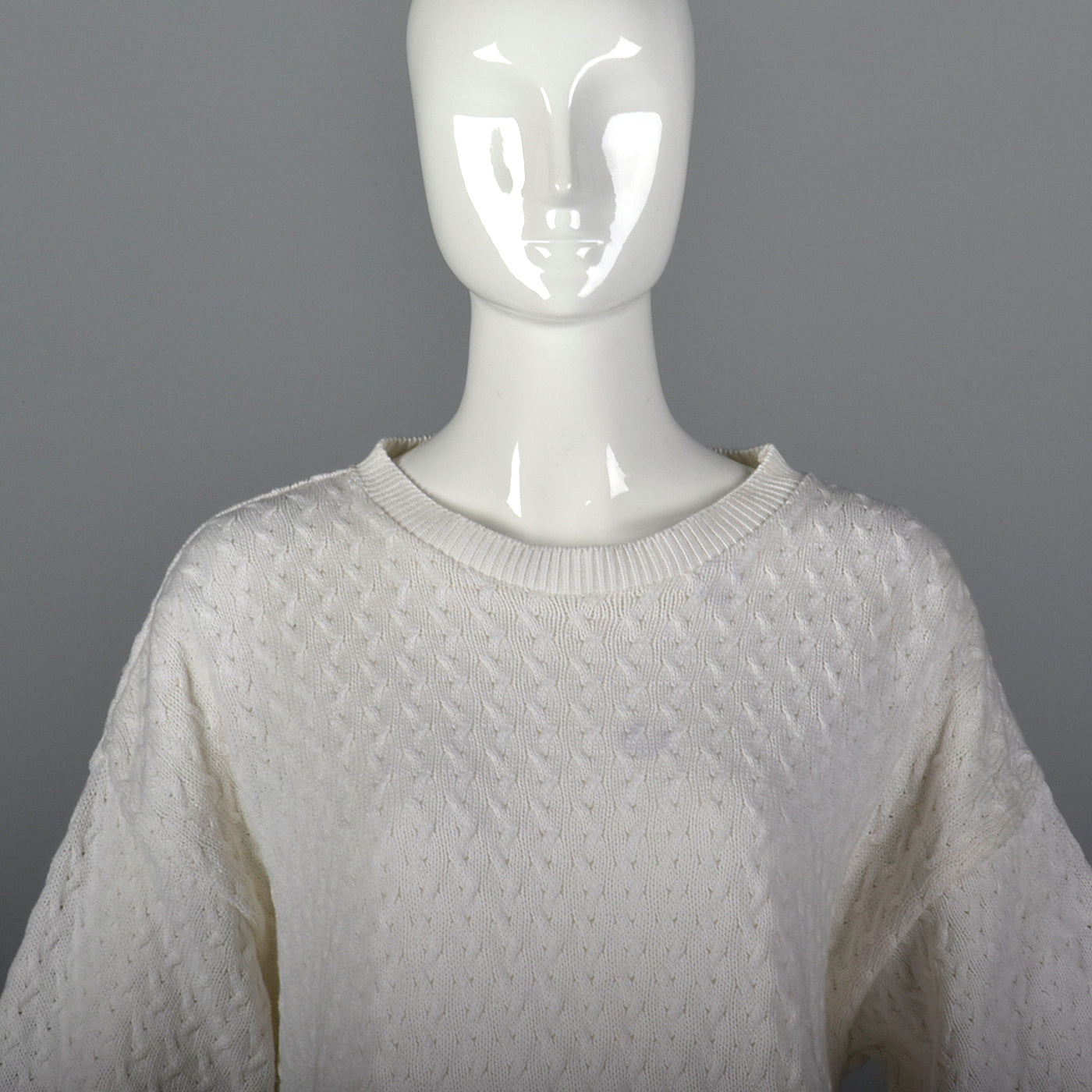 1980s Deadstock White Cable Knit Sweater