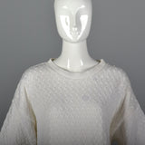 1980s Deadstock White Cable Knit Sweater