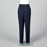 1990s Linda Allard Ellen Tracy Navy Rayon Trousers