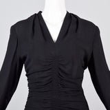 1940s Mary Muffet Black Rayon Crepe Dress