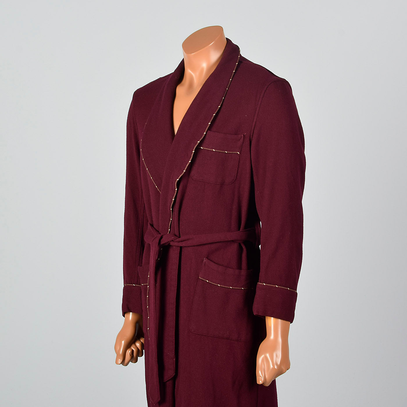 1960s Mens Burgundy Wool Robe with Shawl Collar Style & Salvage 1960s Mens Burgundy Wool Robe with Shawl Collar Style & Salvage