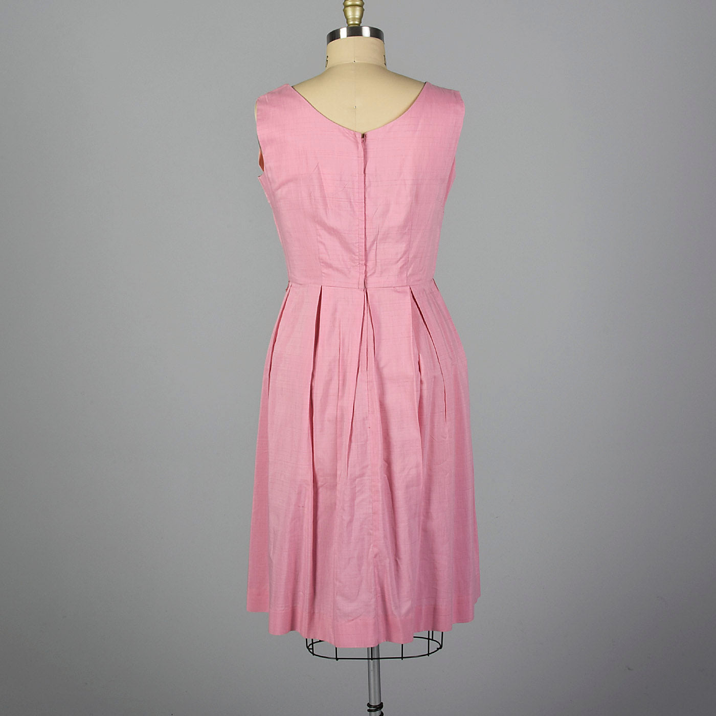 1950s Pink Polished Cotton Dress with Large Buttons