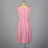 1950s Pink Polished Cotton Dress with Large Buttons