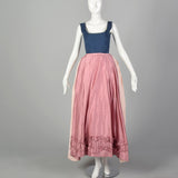 XS Reproduction 1780s Robe A L'Anglais Dress Box Pleat Embroidered Petticoat 5pc Repro Gown