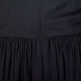 Small 1970s Black Zip Front Maxi Dress