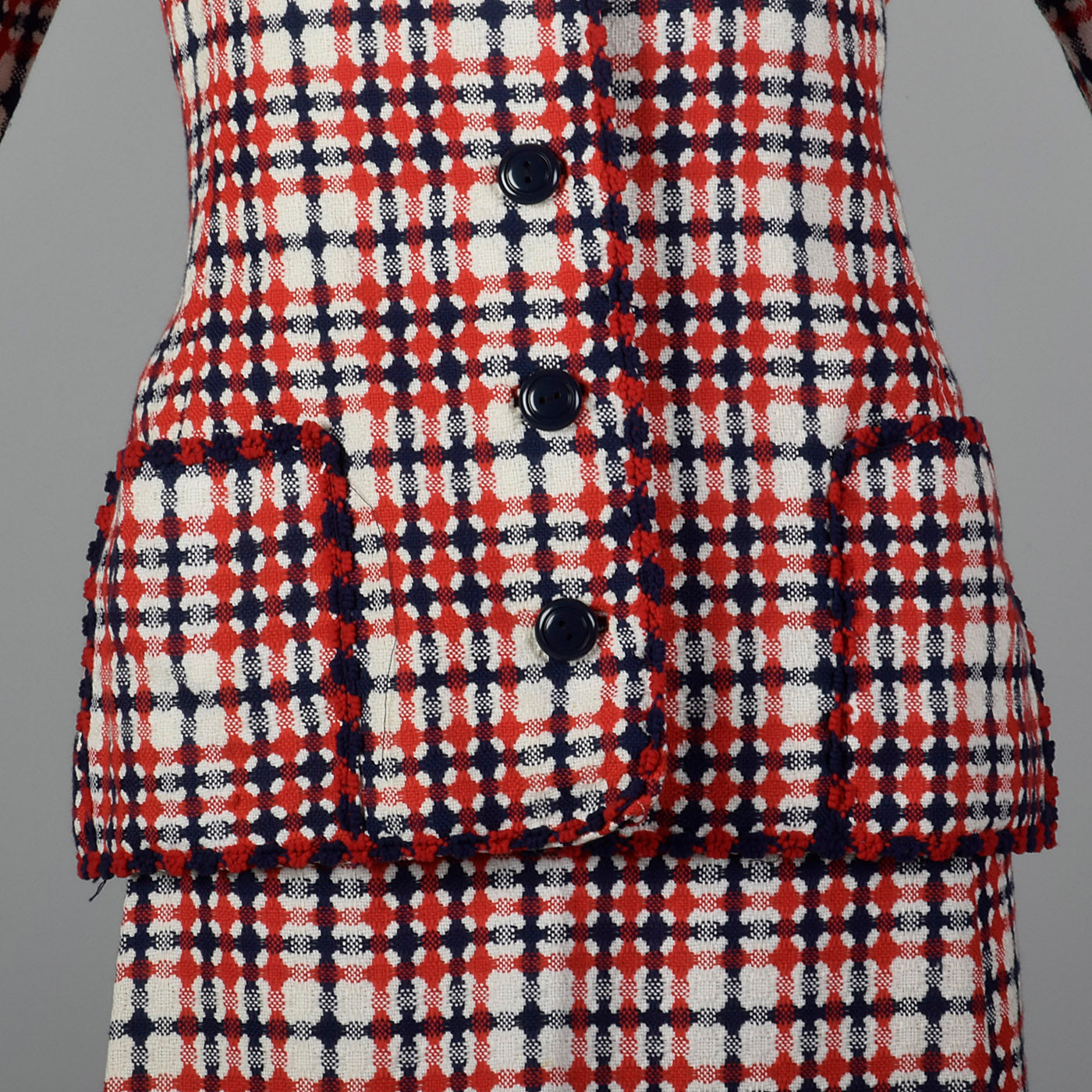 1960s Dress Set in Red and Navy Plaid