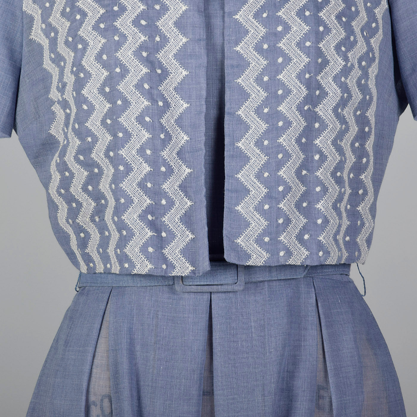 1960s Blue Dress with Embroidered Jacket
