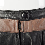 XXS 1990s Black Leather A-Line Skirt