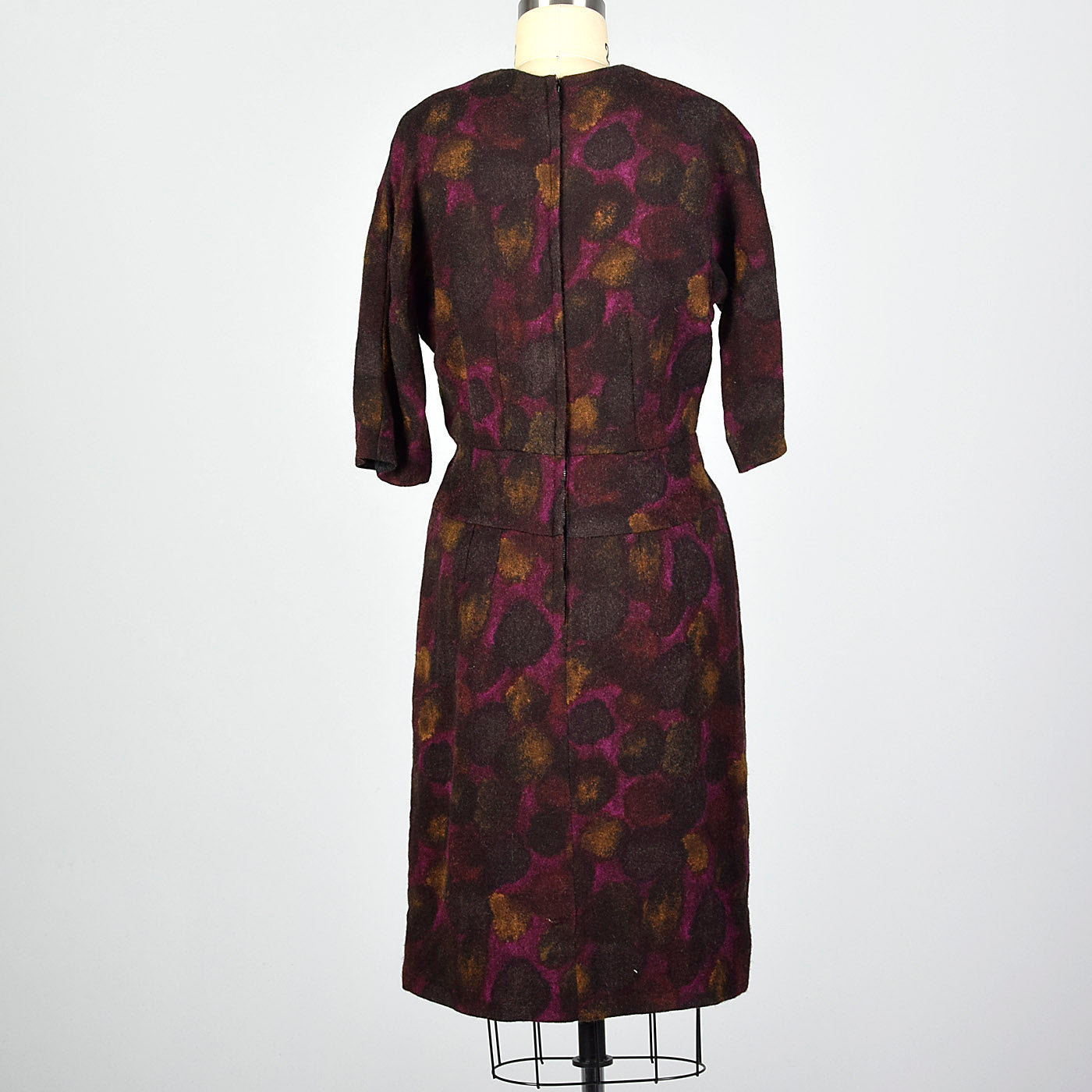 1950s Abstract Purple Print Dress