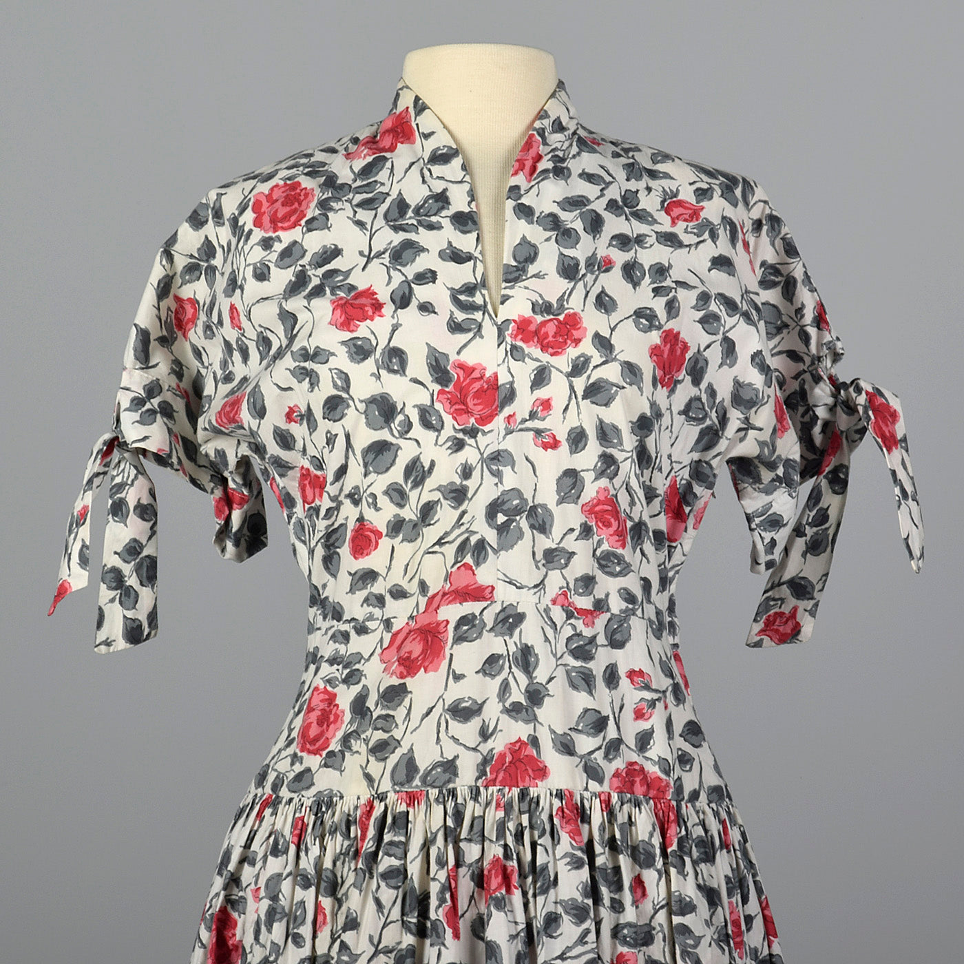1950s Floral Print Dress with Drop Waist