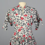 1950s Floral Print Dress with Drop Waist