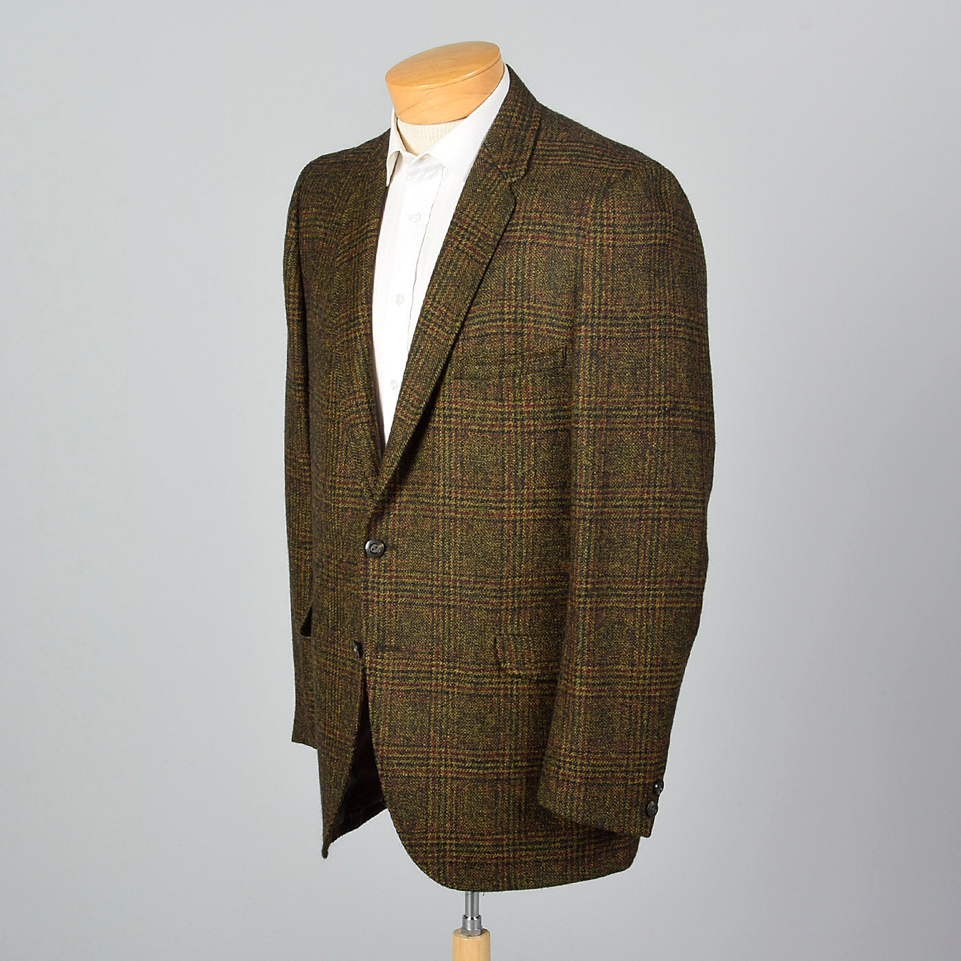 1960s Mens Mohair Jacket in Brown Plaid