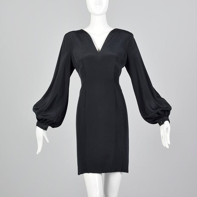 1980s Pauline Trigere Shift Dress with Bishop Sleeve