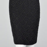 1990s Carmen Marc Valvo Black Knit Dress with Beading