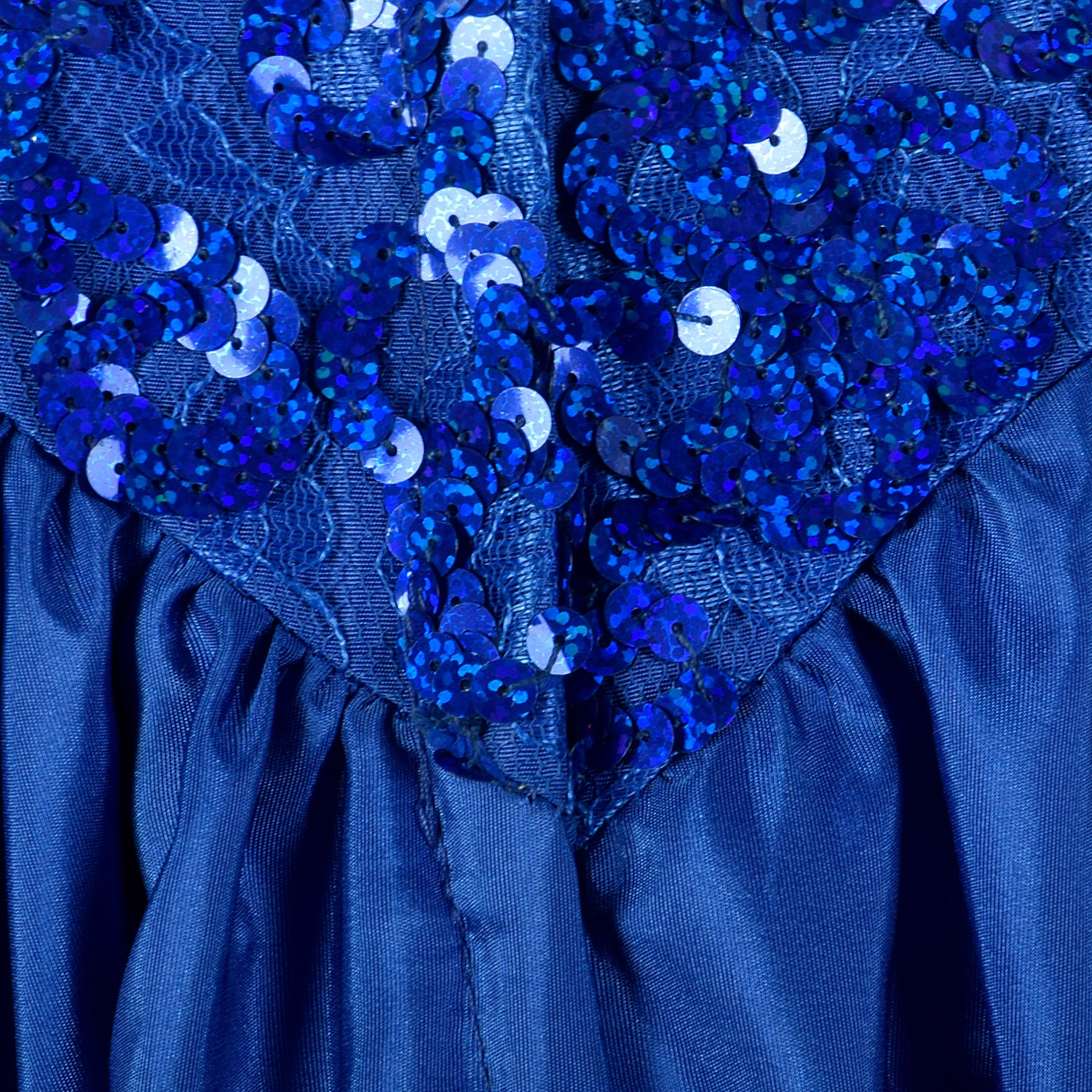 Small 1980s Ballgown Mike Bennet Dress Royal Blue Sequin Gown Prom Pageant Formal Event Full Skirt