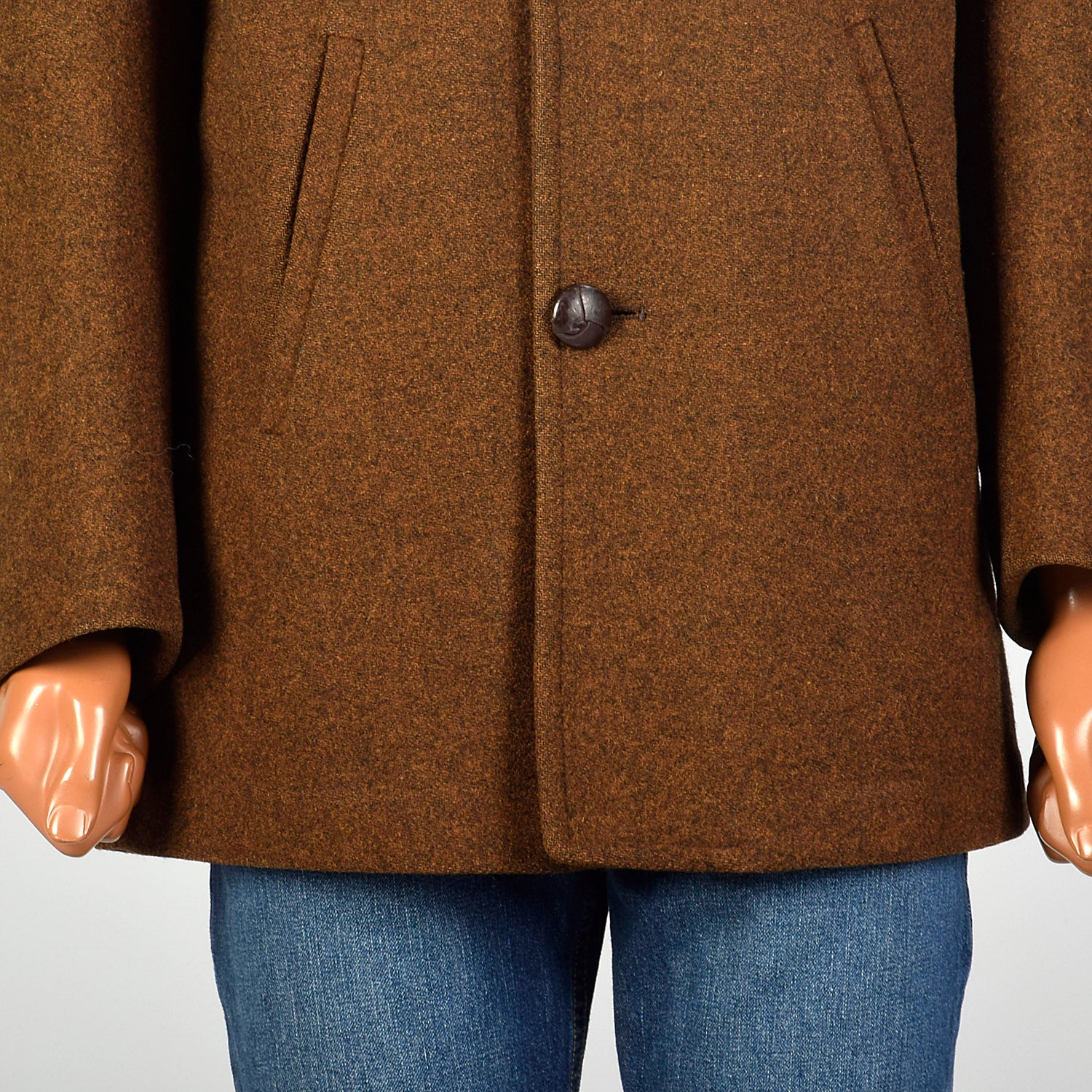 Medium 1960s Mens Pendleton Winter Coat Rust Brown Wool Jacket