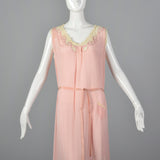 1920s Pink Silk Nightgown with Belt