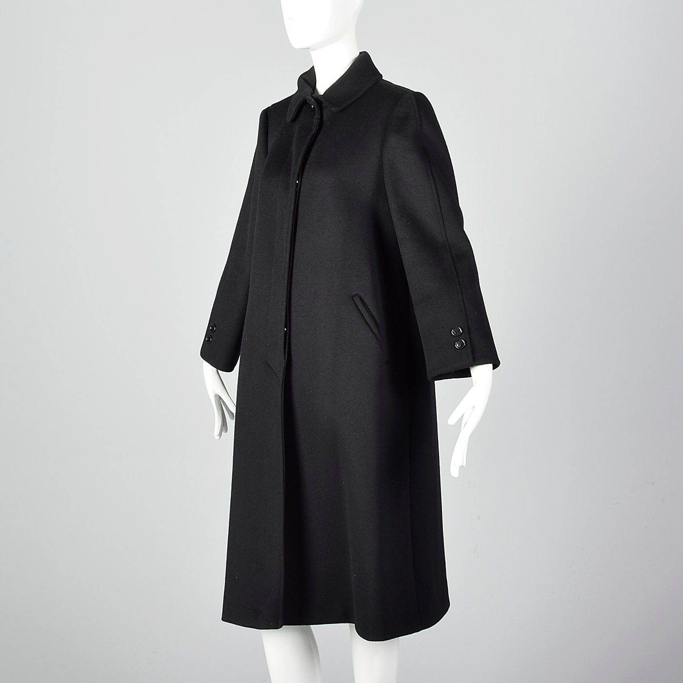 1980s Black Wool Winter Coat
