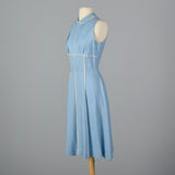 1950s Blue Dress with Floral Lace Trim