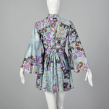 XXS 1960s Floral Mini Dress with Bell Sleeves