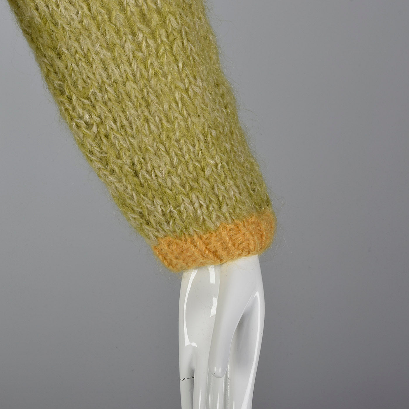 1950s Green Mohair Cardigan with Yellow Trim