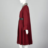 XL 1940s Burgundy Swing Coat