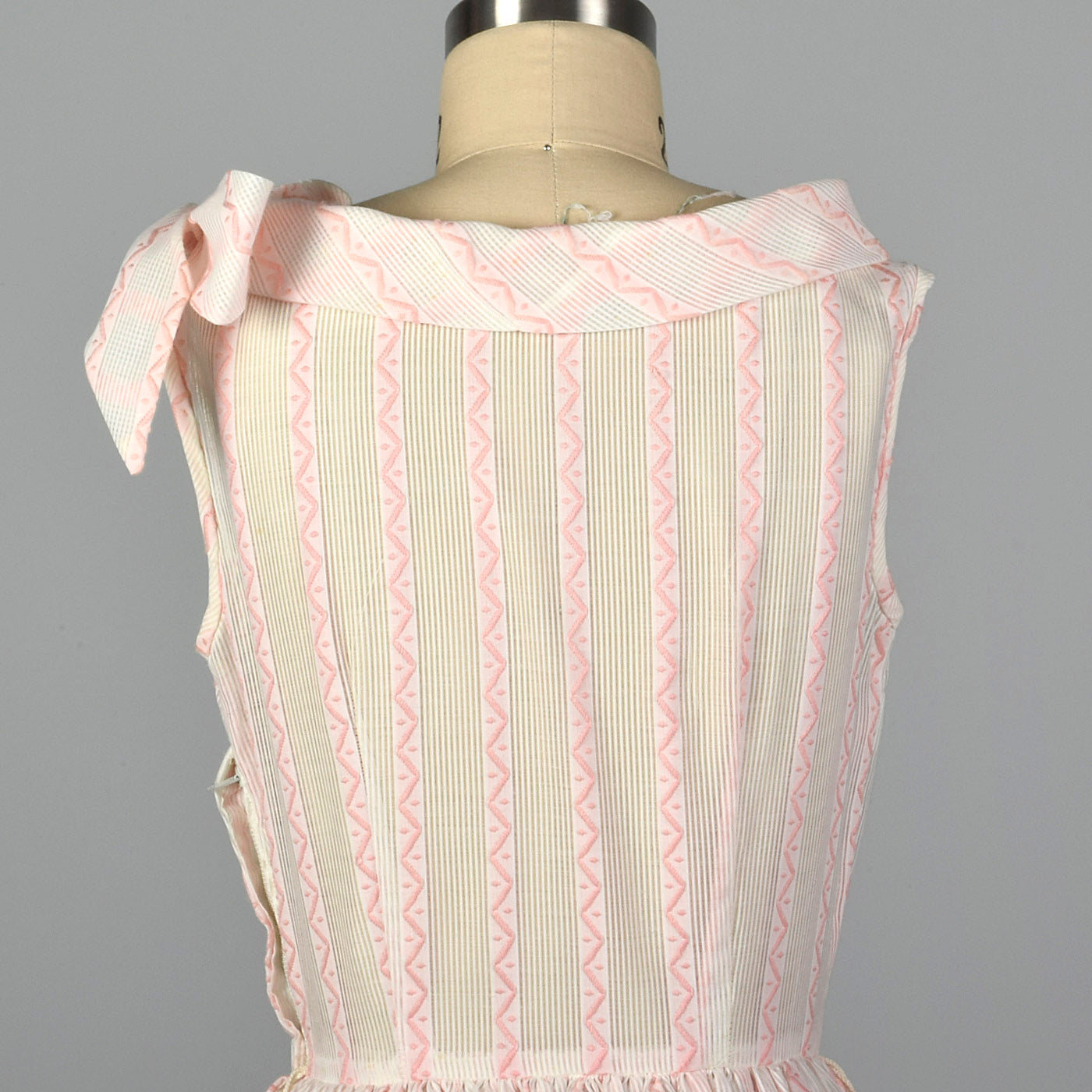 1950s Pink and White Sheer Day Dress