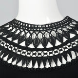 1950s Little Black Dress with Sheer Crochet Neckline