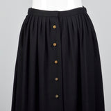 1970s Chloe Timeless  Black Wool Skirt with Gold Buttons, Karl Lagerfeld era