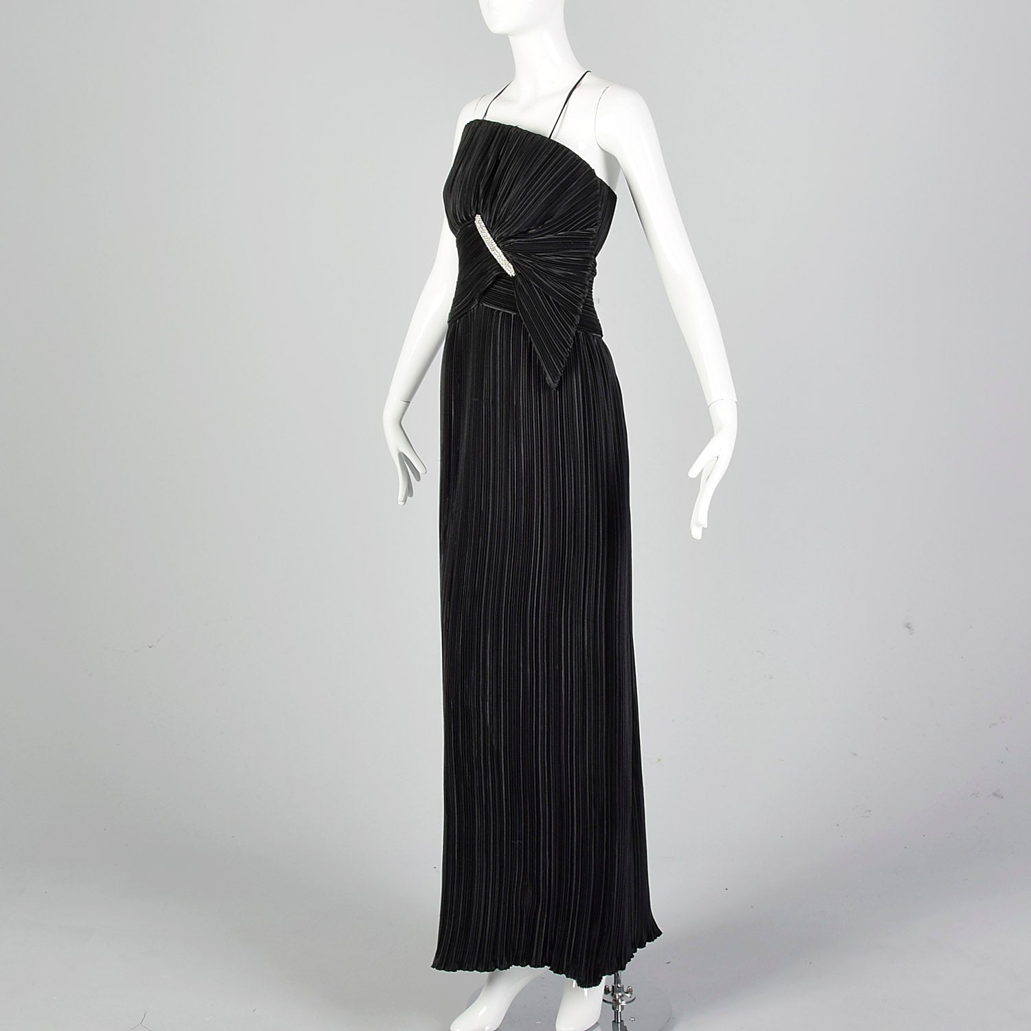 1970s Mary McFadden Black Pleated Dress