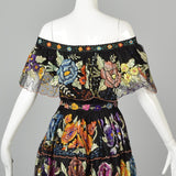1950s Chiapas Mexican Two Piece Dress with Full Circle Embroidered Skirt