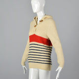 1970s Pendleton Heavy Wool Knit Sweater With Hood