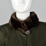 1980s Yves Saint Laurent Fourrures Olive Green Coat