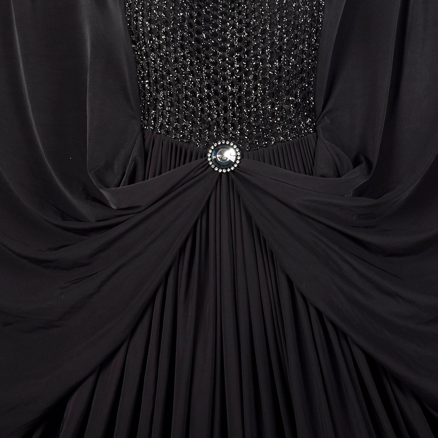 Extraordinary 1970s Black Jersey Cocoon Dress with Incredible Draping