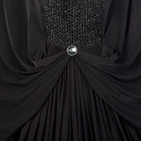 Extraordinary 1970s Black Jersey Cocoon Dress with Incredible Draping