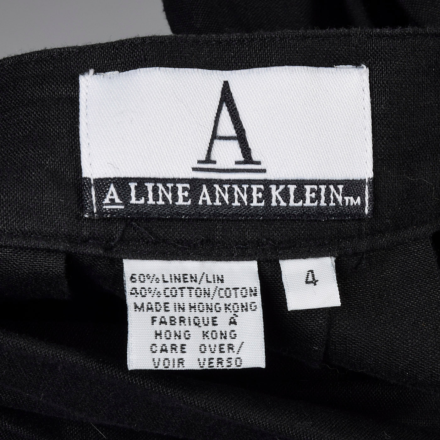1990s Anne Klein A Line Black Skirt with Embroidered Border