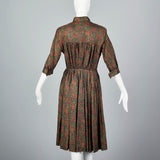 1950s Paisley Print Shirtwaist Dress