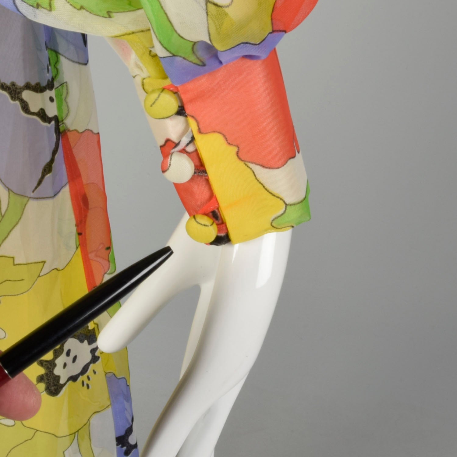 Medium 1970s Dress Cute Poppy Print Colorful Long Sleeve