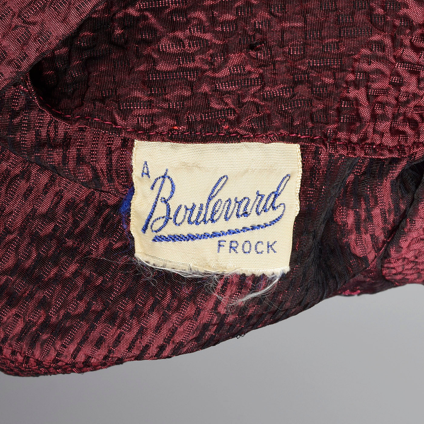 1950s Red and Black Sharkskin Plisse Dress
