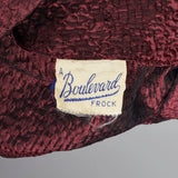 1950s Red and Black Sharkskin Plisse Dress