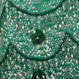 Medium 1960s Top Sleeveless Sequin Green Beaded Cocktail Evening Shirt