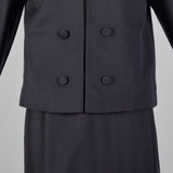 1960s Gray Wool Skirt Suit with Green Velvet Trim