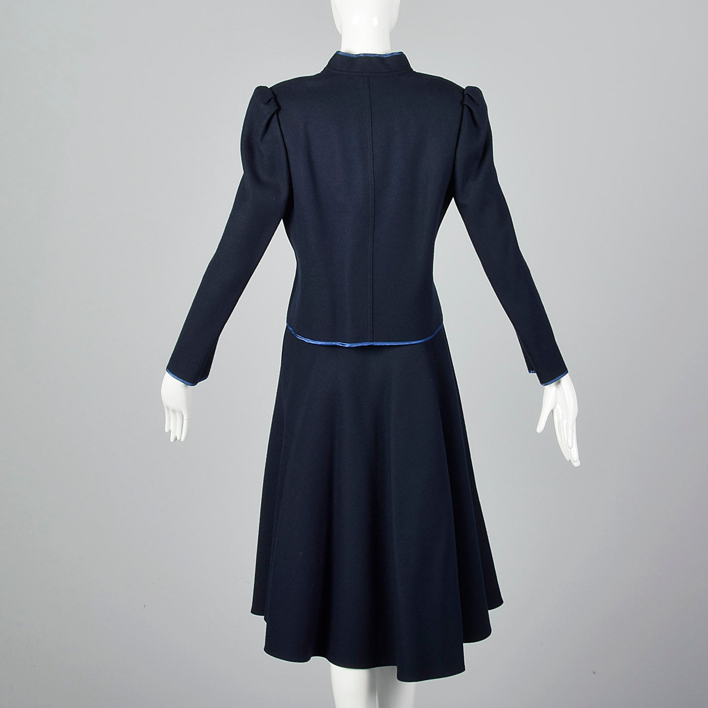 1980s Louis Feraud Blue Skirt with Matching Open Jacket